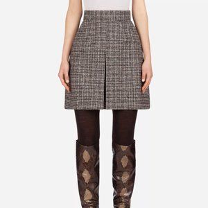 Dolce & Gabbana Tweed Kick Pleat Mini Skirt